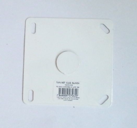 Tapa metal cuadrada blanca 10x10cm