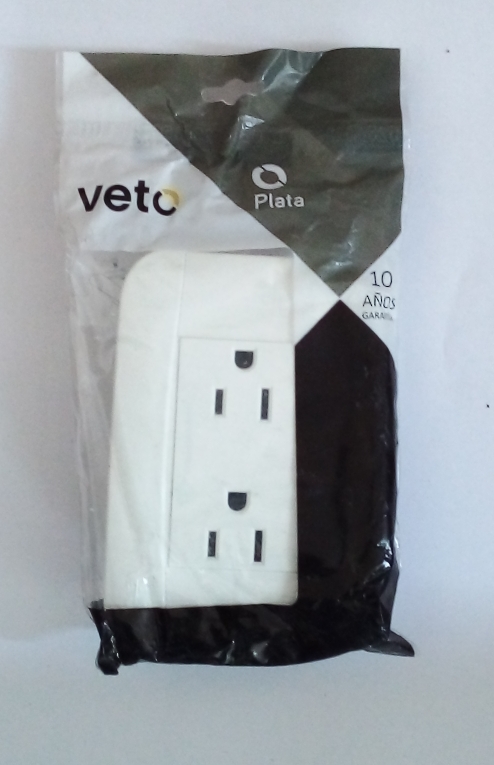 Tomacorriente empotrable veto plata 110v polarizado